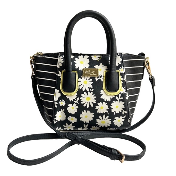 Betsey Johnson Handbags - Luv Betsey by Betsy Johnson Daisy Black & White StripedCrossbody Bag